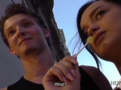 Mooi, Tsjechisch, Zwart, Hd, Openbaar, Mager, Tiener, Vrouw