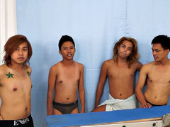 Idol: 18 year old Asian boy cutie tied down, tickled by other Asian cuties