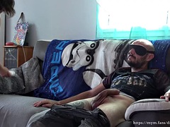 I blindfold him and jerk his big lubricated cock with my pussy - Dazzlingfacegirl full video on MYM