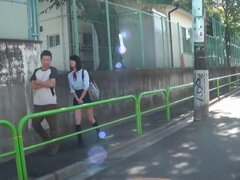 アジア人, お尻, 日本人, 女子高生, ガリガリ, ストッキング, 三人, おもちゃ