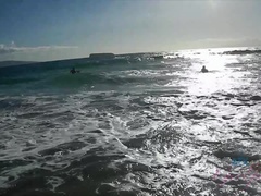 Amateur, Plage, Exhib, Nue, De plein air, Pov, Public, Mouillée