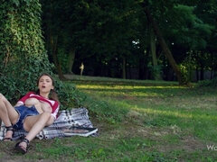 Pigtailed Busty brunette Mila Azul Outdoors SOLO(4K) - Mila azul