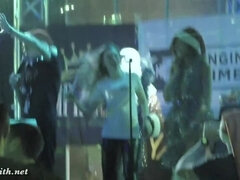 She wore only a tinsel at club! Public flashing