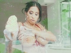 Stunning latina housemaid fucks and squirts on boss' cock