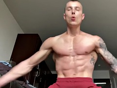 Dildo, Gay, Masturbation, Muscle, Solo, Tattoo