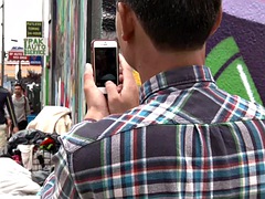 Public slut with electric toy screams outdoors for 4 spectators