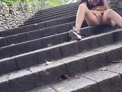 Showing Panties In Park Walking Public