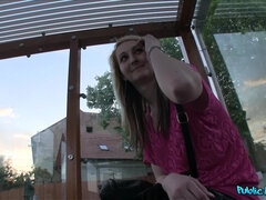 Rubia, Europeo, Casero, Al aire libre, Pov, Público, Realidad, Tragarse