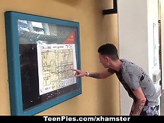 18, ブロンド, 彼氏, 捕まる, 浮気者, 公共, ティーン, オッパイの