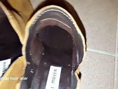 Cute blonde girl's boots cummed IV - she wears them!