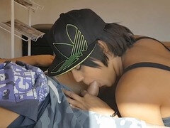 Sloppy blowjob, gamer, real sex