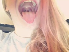 Blonde shows her mouth