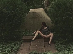 Sexy Brunette Rebeccaxhot Shows Off Her Perfect Body in Public Nudity at Old Cemetery