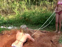 Dirty Sinking Fun with 2 Babes in Bikini - Outdoor Fetish