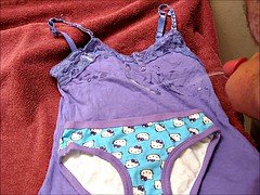 Cum on HK panties and purple cami