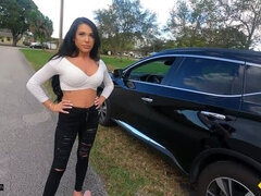 Gianna Grey: Stuck with a Flat, Gets POV Facial featuring Her Big Tits!