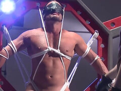 Blindfolded man is tied and left to the mercy of a dom