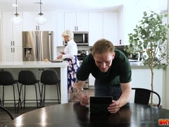 Sonny standing with his knob out making his step-mother gets revved on
