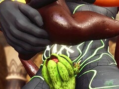 Anubis has some fun with a smoking hot ebony beauty in an ancient temple
