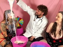 Leie, Arzt, Handschuhe, Lingerie, Flotter dreier