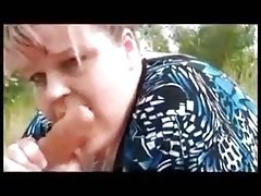 Bbw sucking dick outdoors in public