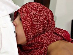 Forbidden arab babe facialized during massage