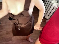 素人, お尻, デカ尻, ブロンド, 浮気者, キッチン, 母, 締まりの良い