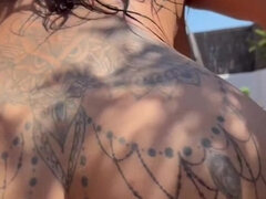 デカ尻, デカチン, デカパイ, フェラチオ, カップル, 女, オーガズム, 公共