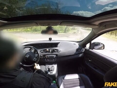 Cop fucks teenage in his fresh police car - faux cop