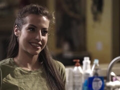 18, デカパイ, ハードコア, Hd, キッチン, レズビアン, なめる, オマンコ