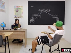 Perverted Teacher Gives Anatomy Lessons Using Her Body To Her