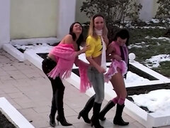 Three eager mouths worship thick cocks without mercy