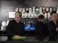 European lad stays in the bar with two colleagues for sex