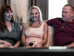 デカ尻, デカパイ, 茶髪の, 女 人男 人, なめる, 淫乱熟女, 剃毛, 三人