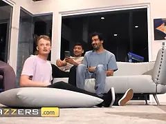 Brazzers - barbie's bf can't please her appetite, successful for her she gets 2 Big Cocks to fuck