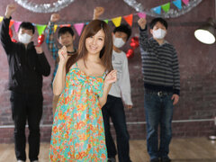 Submissive brunette Chihiro Akino stays with one man