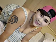 Leie, Asiatisch, Tussi, Grosser schwanz, Blasen, Japanische massage, Pov, Thai