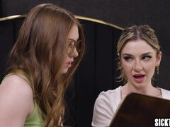 Steamy lesbians masturbating together