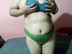 Big Boobs Indian Bhabhi Massage with Dirty Talk and Puffy Nipples Shaking for Stepbrother