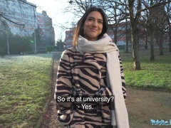 Beautiful Brunette Biology Student Cums Over a Stranger Cock