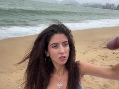 Katty West In Babe Can I Cum On Your Tits? - Public Cock Flashing On The Beach