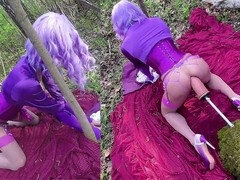 Enthousiasteling, Anaal, Kont, Grote kont, Masturbatie, Buiten, Shemale, Kousen