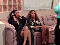 Lesbian babe spanking pussy and massages