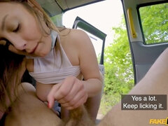 Rabellious cutie pays for the ride with her teen pussy