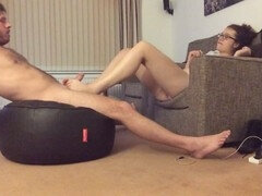 Nerdy girl, real married couples, footjob
