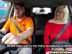 Dashcam amateur granny fucks instructor