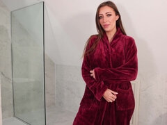 Rose Red playing with her body in the bathroom