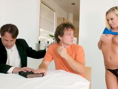 Bailey Brooke cock-teases dude and plays with his hard cock