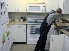 Nympho Cheating Wife Seduces the Plumber - Sex in the Kitchen