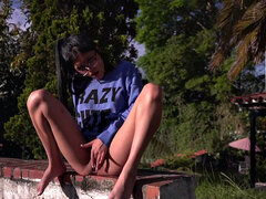 Petite Latina teen solo and naked